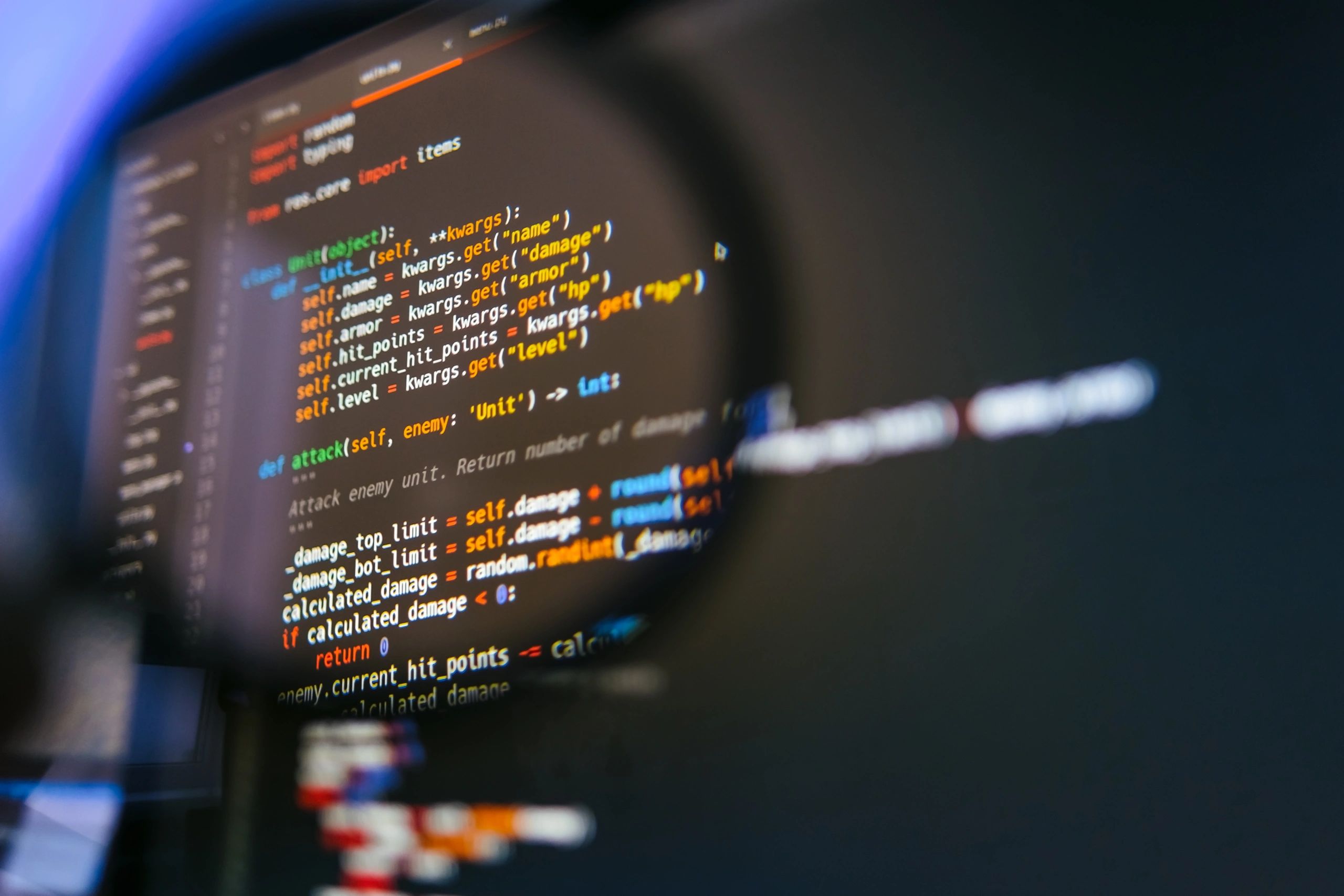 Close-up of software code used in testing and validation