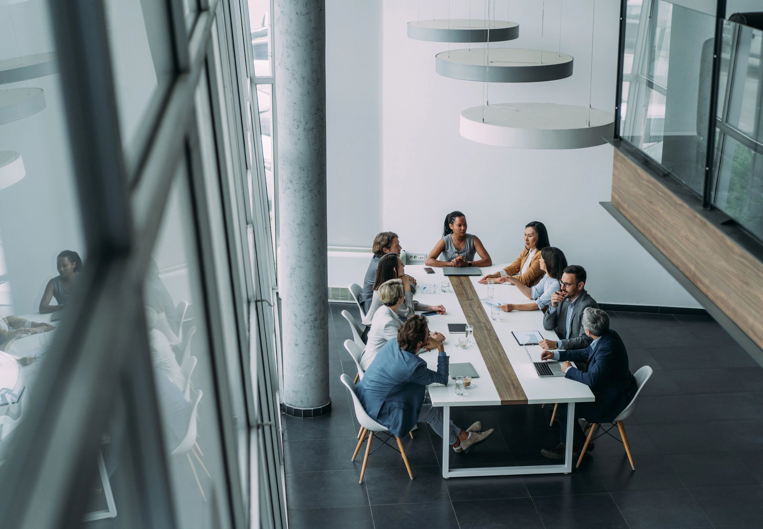Professional technology consulting team in a strategy meeting