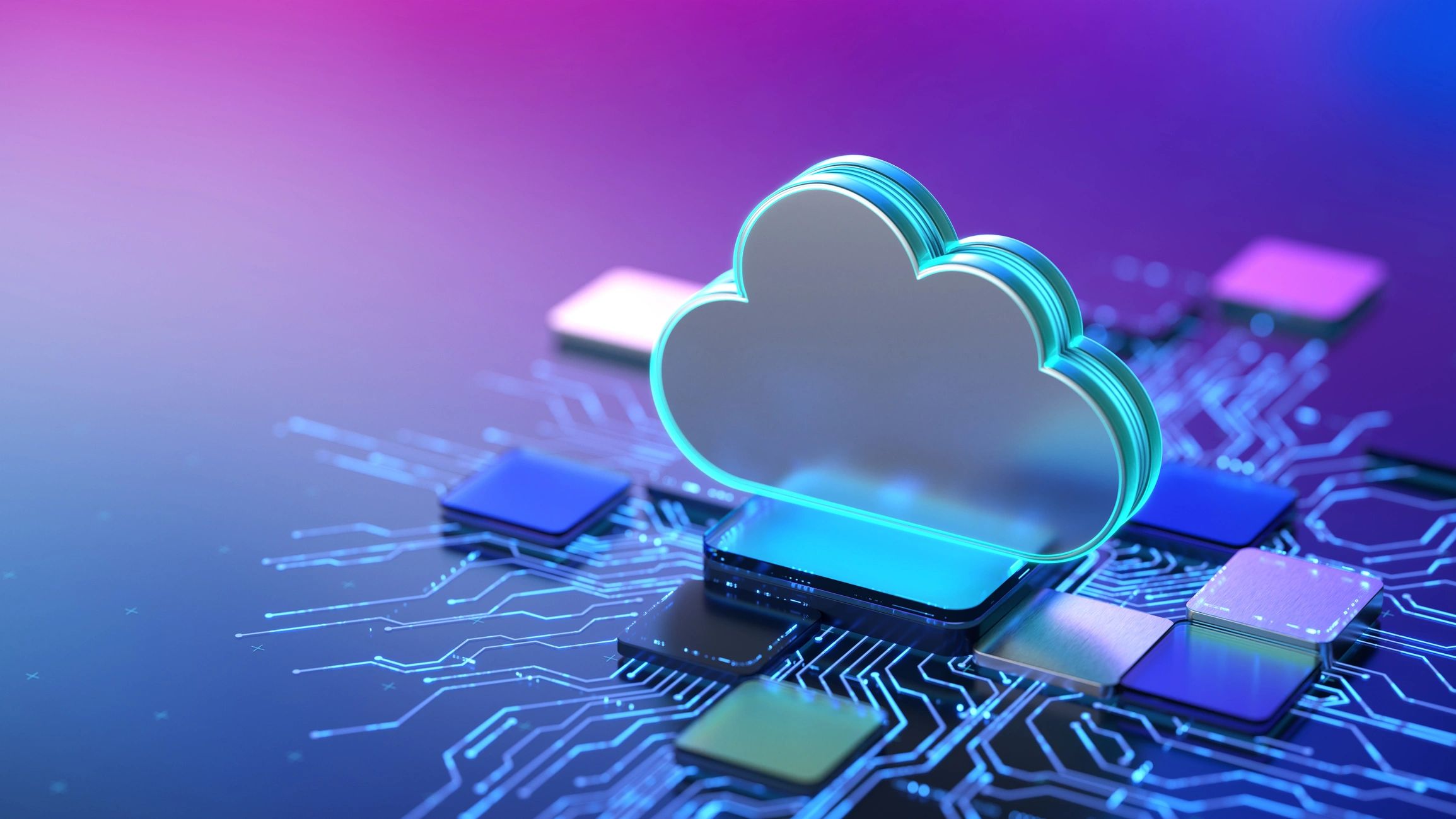 Cloud computing concept with digital circuit board